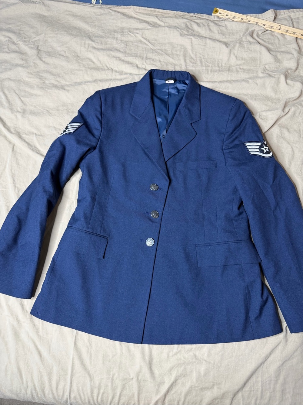USAF US Air Force DLA Navy Blue Dress Blazer Jacket Coat Womens 14WL Patch